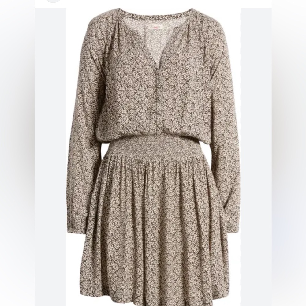 Faherty Montara Leaf Batik long sleeve dress